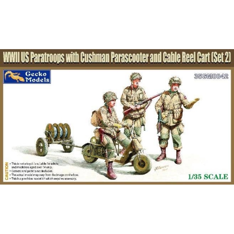 1/35 WW.II US Paratrooper w/Cushman Parascooter & Rl-35 Cable Reel Cart Set 2