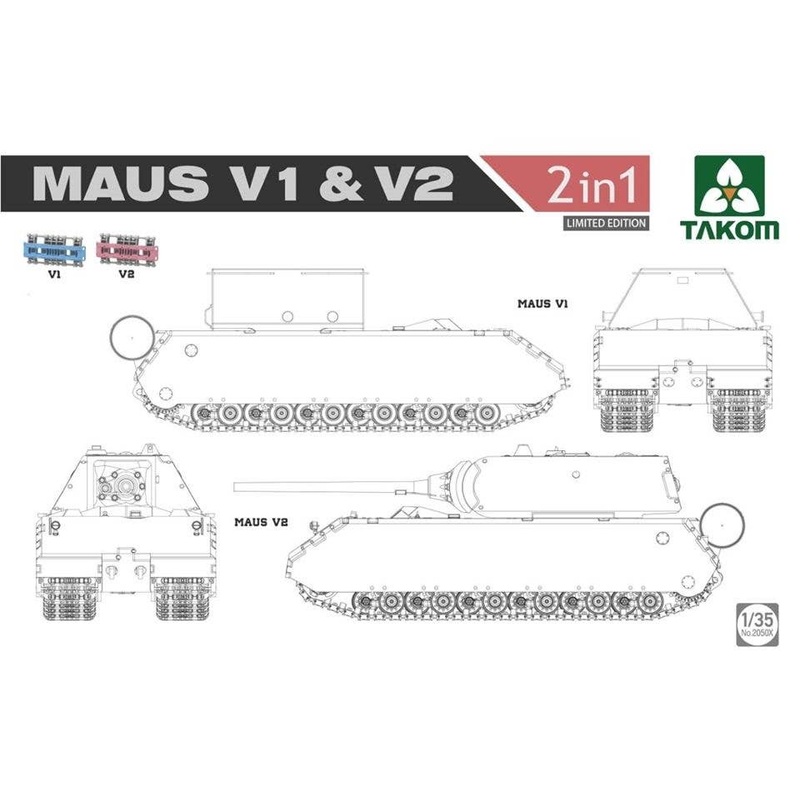 1/35 WWII German Super Heavy Tank Maus V1 & V2 2 in 1