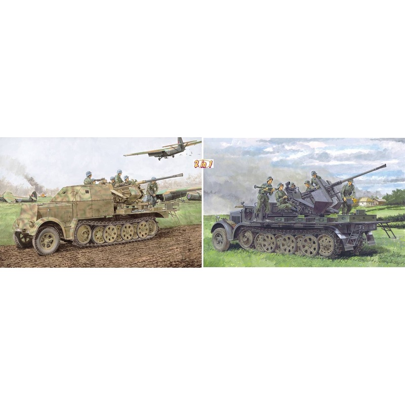 1/35 WW.II German Sd.Kfz.7/2 8 Ton Halftrack Armored Cabin 3.7cm Flak37/3.7cm Flak36 (2 in1)
