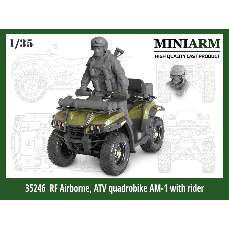 1/35 Modern Russian ATV AM-1 4WD Motorcycle Full Kit with Russian Airborne Soldiers