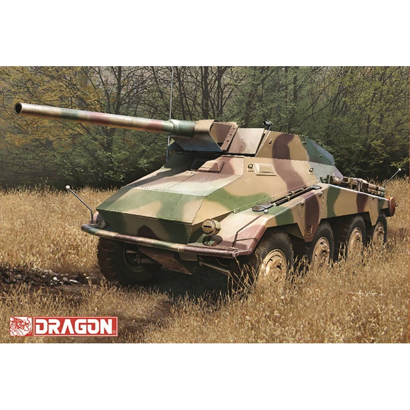 1/35 WWII German Army 8-Wheel Heavy Armored Vehicle Sd.Kfz.234 / 4 7.5cm Gun Mounted Aluminum Gun Barrel / 2 Types of Tires / Metal Width Pole Included Smart Kit