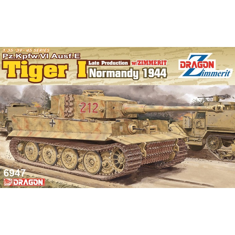1/35 WWII German Tiger I Late Production Type June 1944 Battle of Villers-Bocage Includes coating/Magic Track/Aluminum barrel/3D printed muzzle brake/Wittmann figure/Tank crew acrylic stand Luxury specification