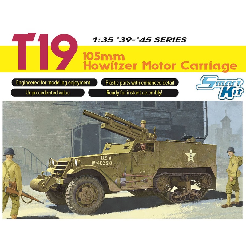 1/35 WWII US Army T19 105mm Self-Propelled Howitzer Aluminum Barrel / 3D Printed Headlight Guard & Horn Guard Included