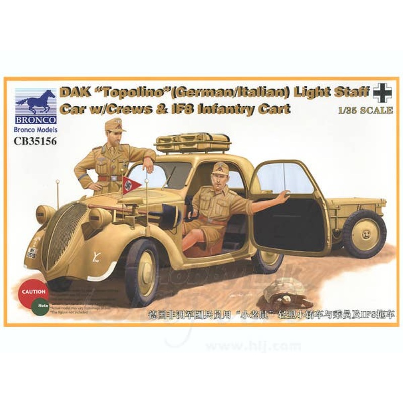 1/35 DAK Topolino (German/Italian) Light Staff Car w/Crew & IF8 Infantry Cart