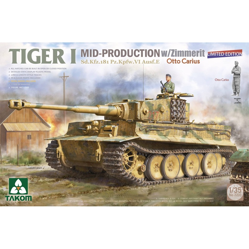 1/35 Tiger I Mid-Production w/Zimmerit Sd.Kfz.181 Pz.Kpfw.VI Ausf.E Otto Carius (Limited edition)