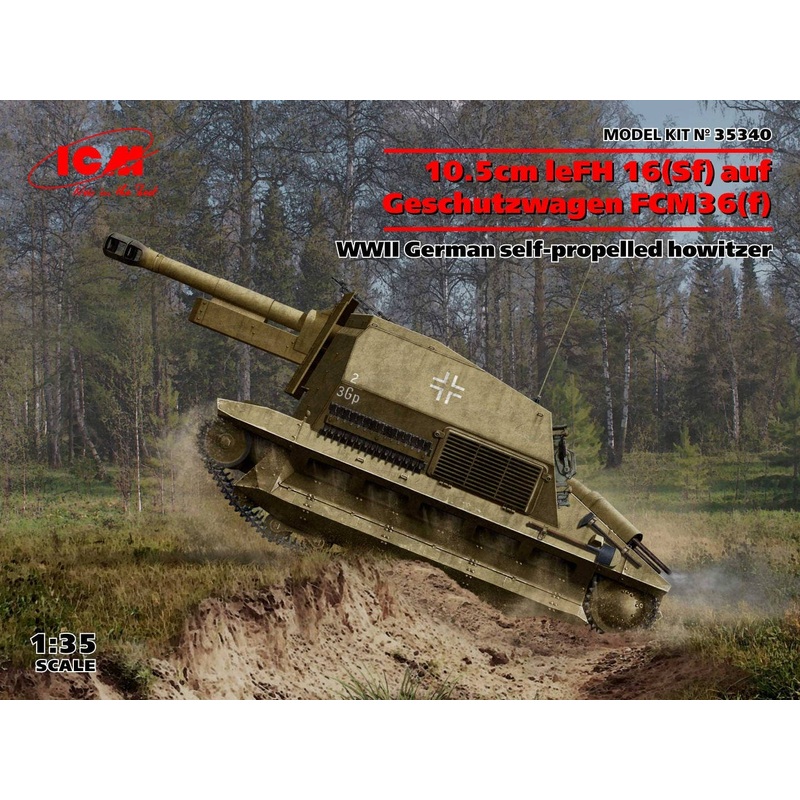 1/35 Germany 10.5cm leFH 16 (Sf) Auf Geszwagen FCM36 (f)