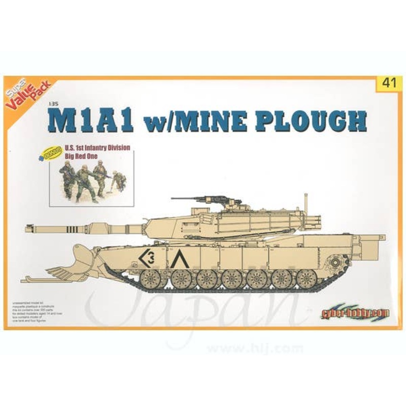 1/35 M1A1 Abrams w/Mine Plough Desert Storm & Soldiers Super Value Pack