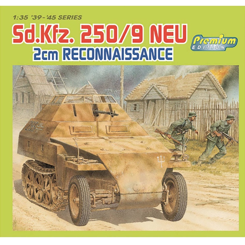1/35 WW.II German Army Sd.Kfz.250 / 9 Neu 2cm Gun Equipped Armored Reconnaissance Vehicle with Magic Track Premium Edition