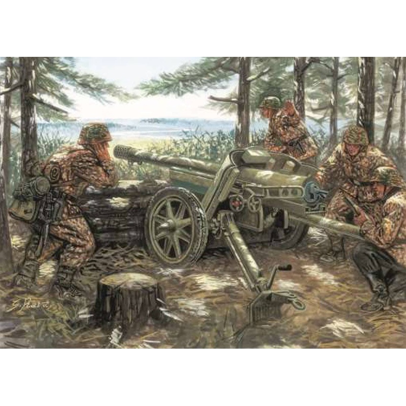 1/35 WW.II German 7.5cm PaK97/38 anti-tank gun with 4 artillery figures