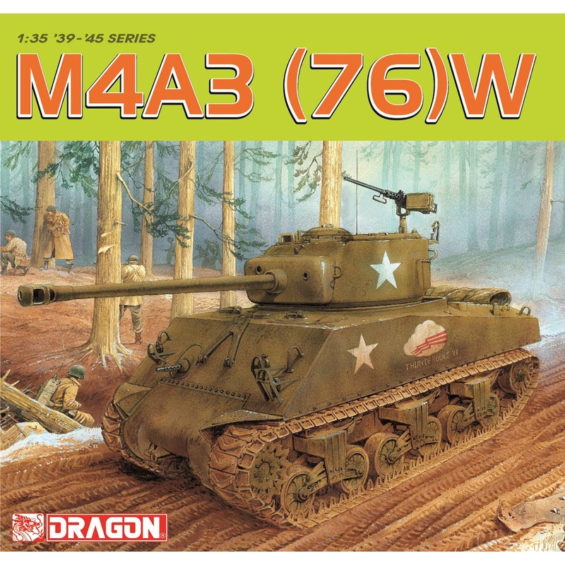 1/35 WWII US Army M4A3(76)W Sherman Magic Track/Aluminum barrel/3D printed duckbill & headlight horn guard parts/Copper wire included Luxury version