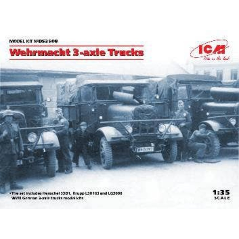 1/35 Wehrmacht 3-axle Trucks (Henschel 33D1, Krupp L3H163, LG3000)