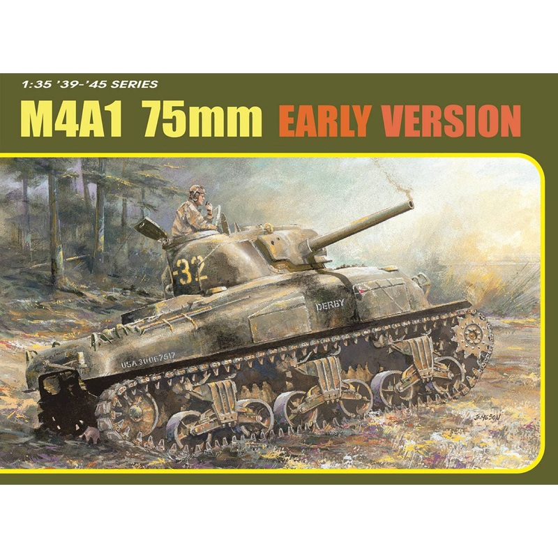 1/35 WWII US Army M4A1 Sherman with 75mm gun, early model, Magic Track/aluminum barrel/3D printed additional armor/3D printed headlight guard & horn guard included, luxury version