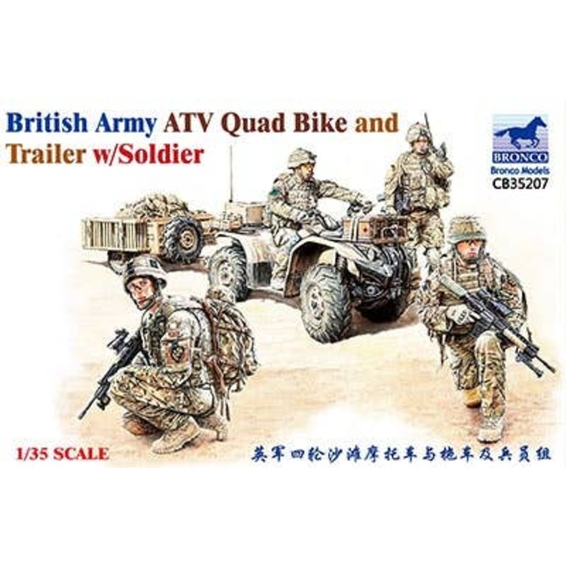 1/35 British Army ATV Quad Bike & Trailer w/Soldiers
