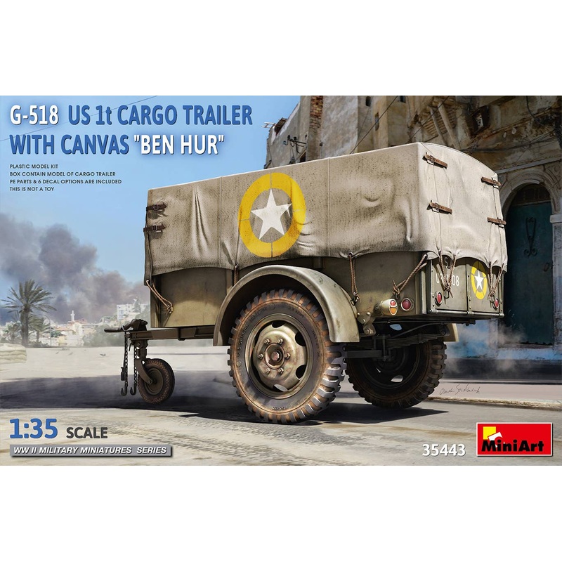 1/35 G-518 US 1t Cargo Trailer with Canvas Ben Hur