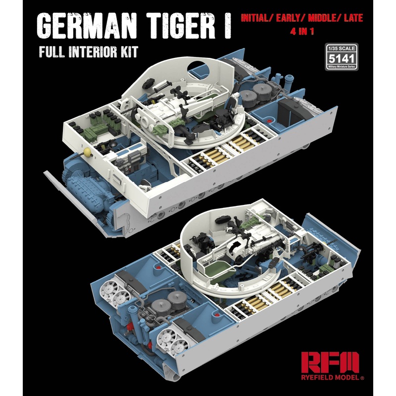 1/35 Tiger I full interior kit: Initial/ Early/ Middle/ Late production 4 in 1
