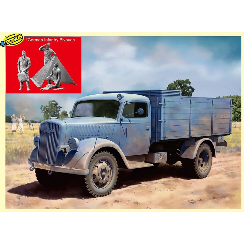 1/35 WW.II German Army 3 Ton 4 x 2 Cargo Truck Camp German Soldier Figures Included