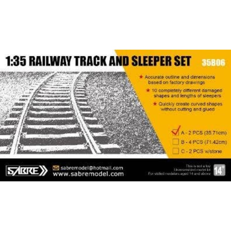 1/35 Railway Track And Sleeper Set (35.71cm Stragiht/Curved Rail)