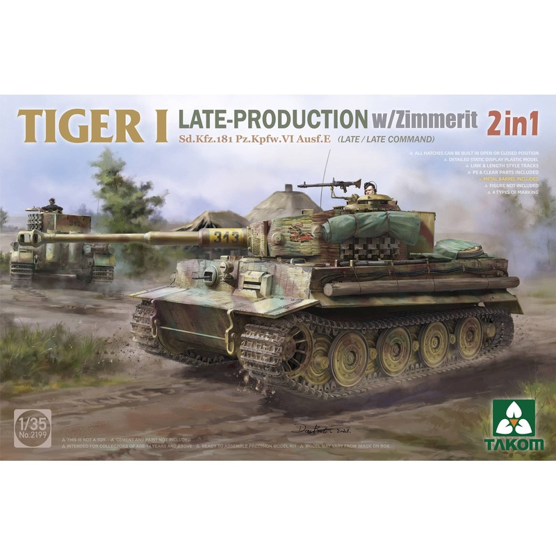 1/35 Tiger I Late-Production w/Zimmerit Sd.Kfz.181 Pz.Kpfw.VI Ausf.E (Late/Late Command) 2 in 1