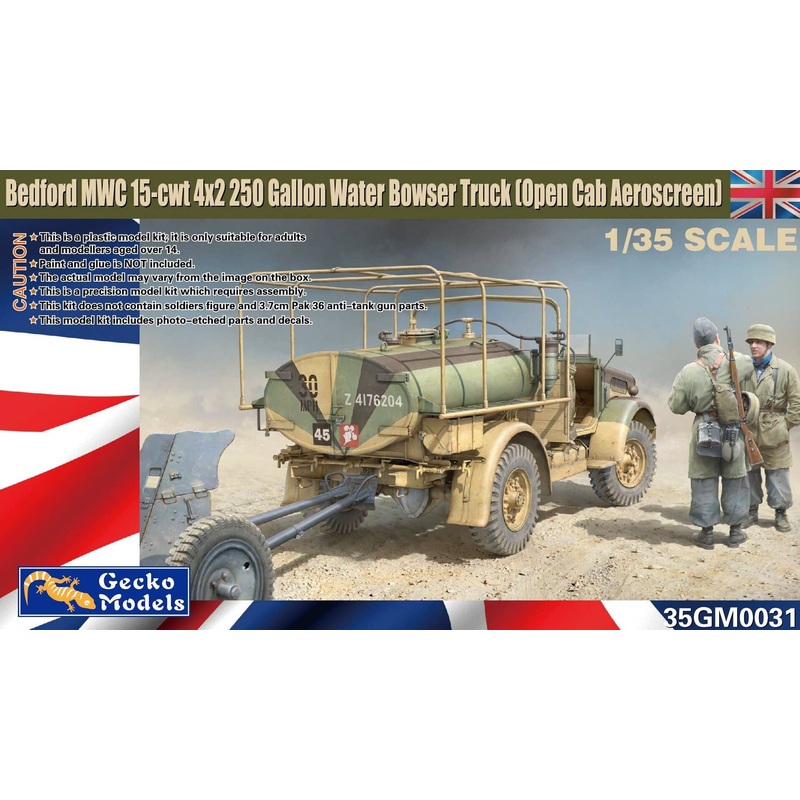 1/35 Bedford MWC 15-cwt 4x2 200 Gallon Water Bowser Truck (Open Cab Aeroscreen)