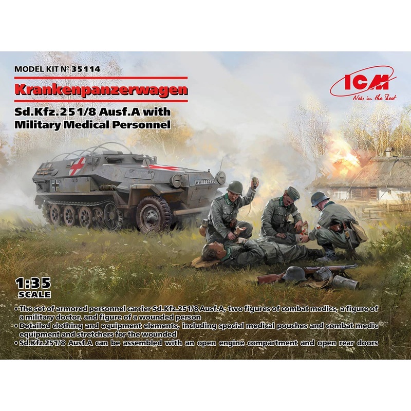 Krankenpanzerwagen Sd.Kfz.251/8 Ausf.A WWII German Ambulance with Military Medical Personnel