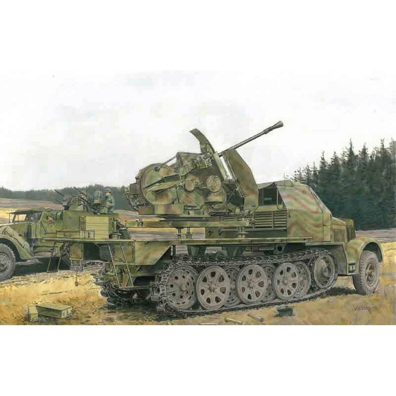 1/35 German Sd.Kfz.7 / 2 Armored 8t Half-track 3.7cm Anti-aircraft Gun Flak 43 Mounted