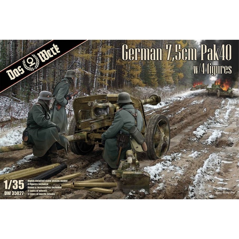 1/35 German 7.5cm Pak40 w/4 Figures