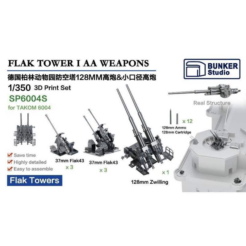 1/350 German Flak Tower I Berlin Zoo Tower Flak Tower Set (For TAKOM TKO6004)