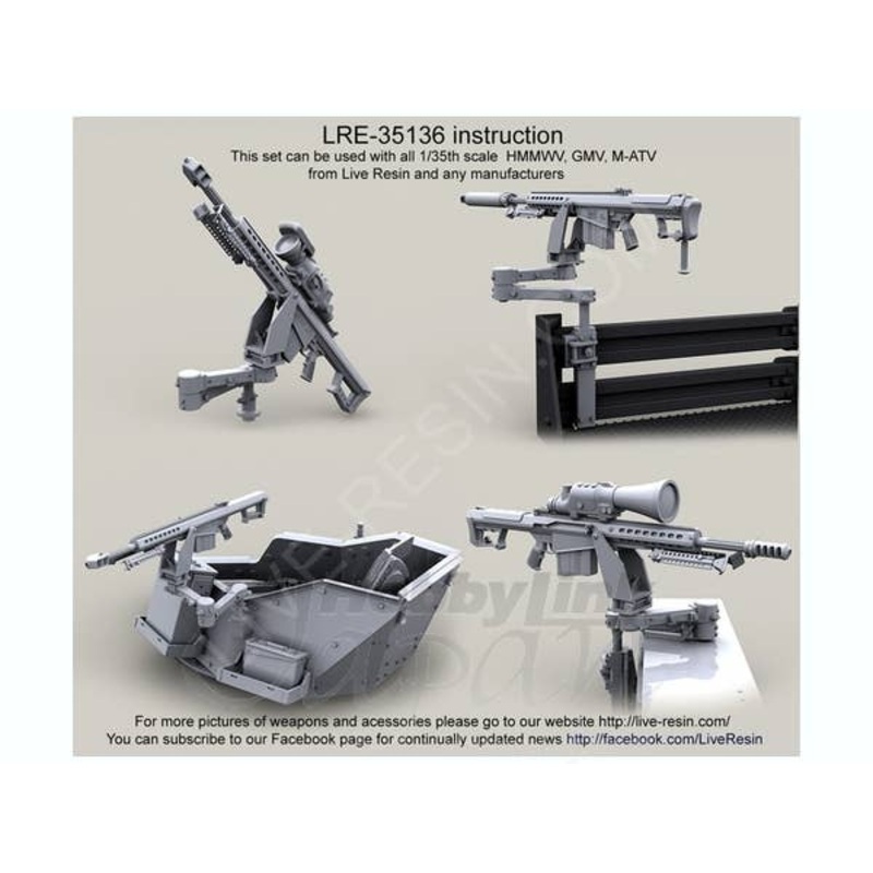 Barrett M82A1/107A1 .50 Caliber on Swing Arm w/H24-6 Machine Gun Mount