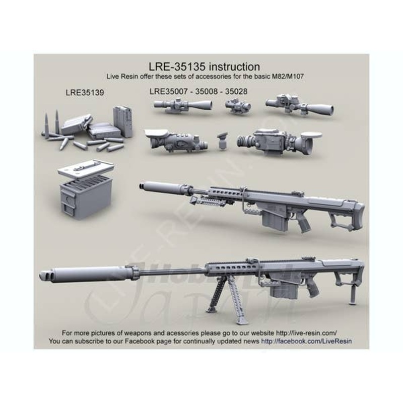 1/35 Barrett M107A1 .50 Caliber LRSR w/QDL Suppressor