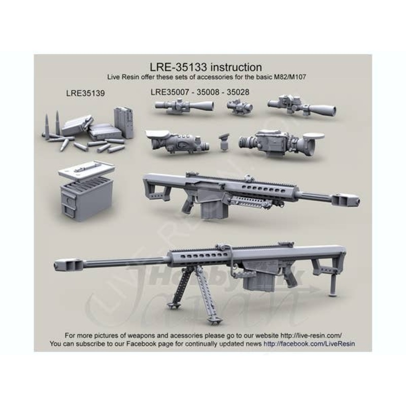 1/35 Barrett M82A1 .50 Caliber Long Range Sniper Rifle & M82A1 CQB