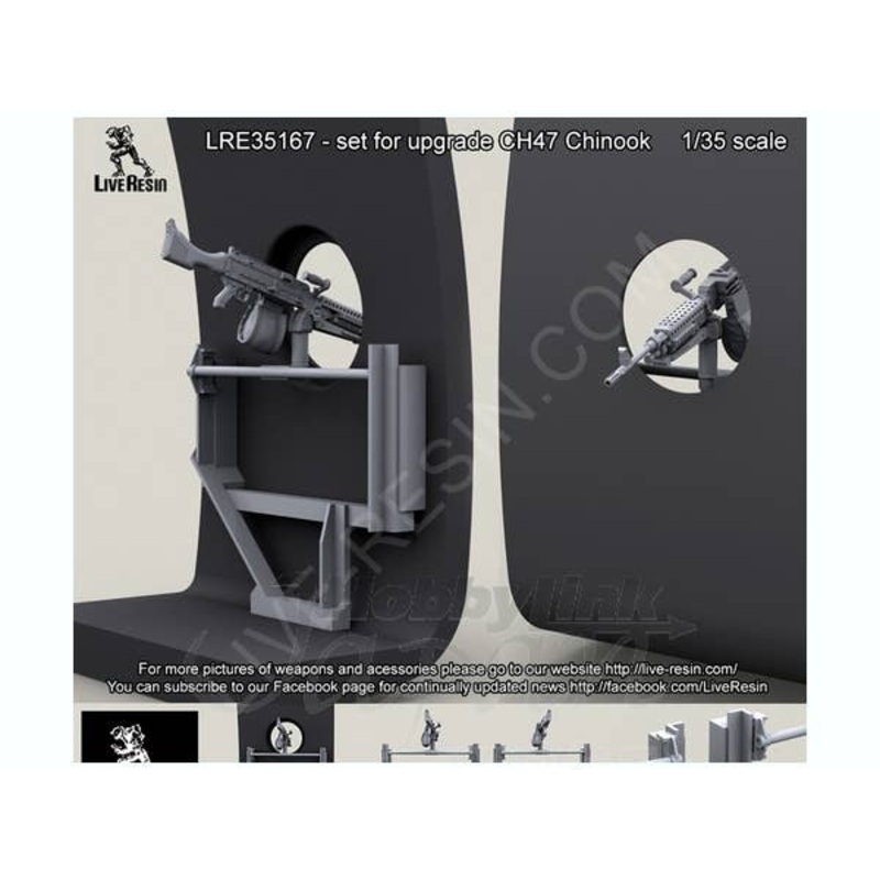 1/35 CH47 Chinook Window Weapon Handmade Mount w/M240D (for Trumpeter)
