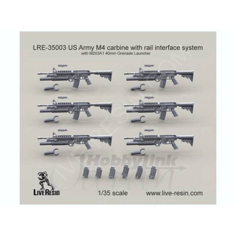 1/35 US Army M4 Carbine with Rail Interface System with M203A1 40mm Grenade Launcher