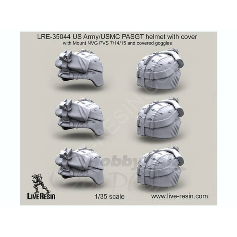 1/35 US Army PASGT Helmet with Cover with Mount NVG PVS 7/14/15 and Covered Goggles