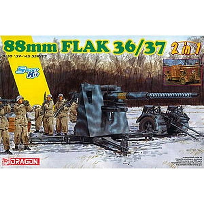 1/35 WW.II Germany 88mm Anti-aircraft Gun Flak36 / 37 2in1 Kit with Artillery Figure