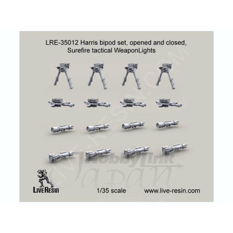 1/35 Harris Bipod Set Opened and Closed w/Surefire Tactical Weapon Lights