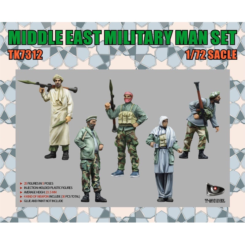 1/72 Middle East Soldier w / Weapon Set (25 figures)