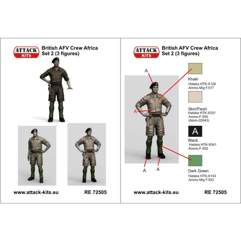1/72 British AFV Crew Africa - set No.2 (3x fig - shorts)