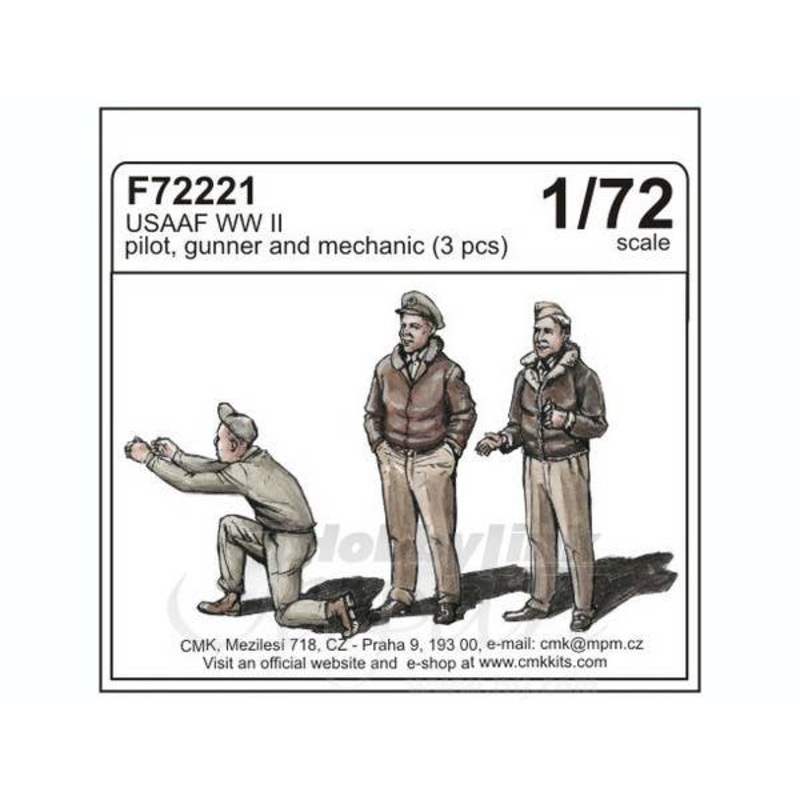 1/72 USAAF WWII Pilot, Gunner and Mechanic (3 figures)