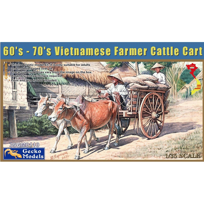 1/35 60's-70's Vietnamese Farmer Cattle Cart Set