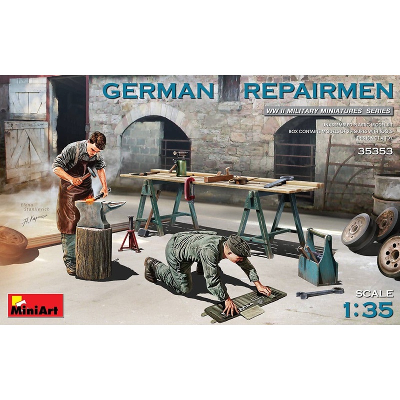 1/35 German Repairman 2 Body Set (With Workbench And Tools)
