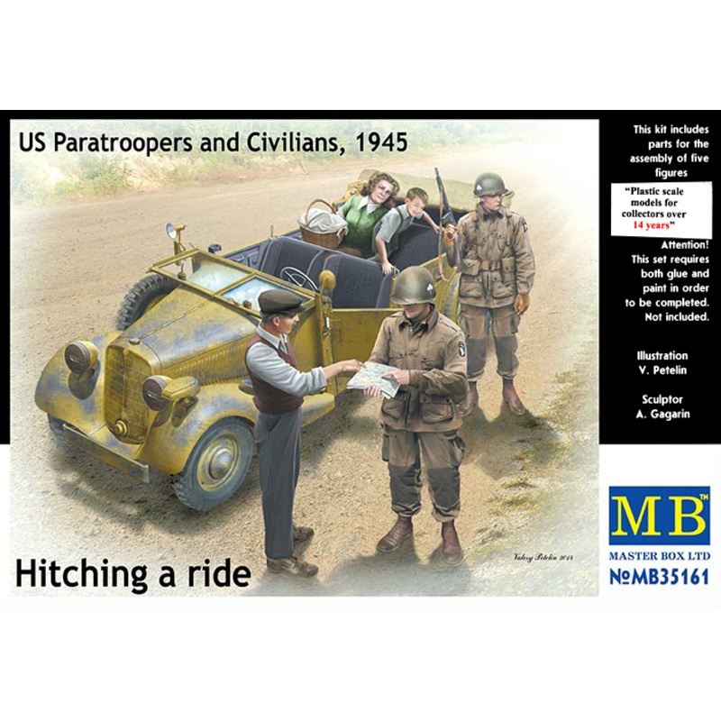 1/35 Hitching a ride, US Paratroopers and Civilians (Limited Edition) without Type 170 VK Convertible