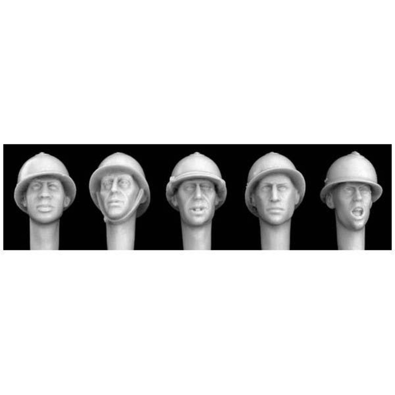1/35 Heads Wearing French WWII Pattern Steel Helmets (5pcs)