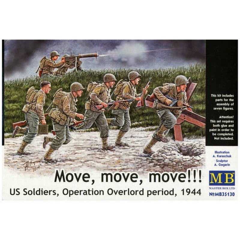 1/35 U.S. Soldiers Assault Scene & Machine Gun Team 1944 7 pcs