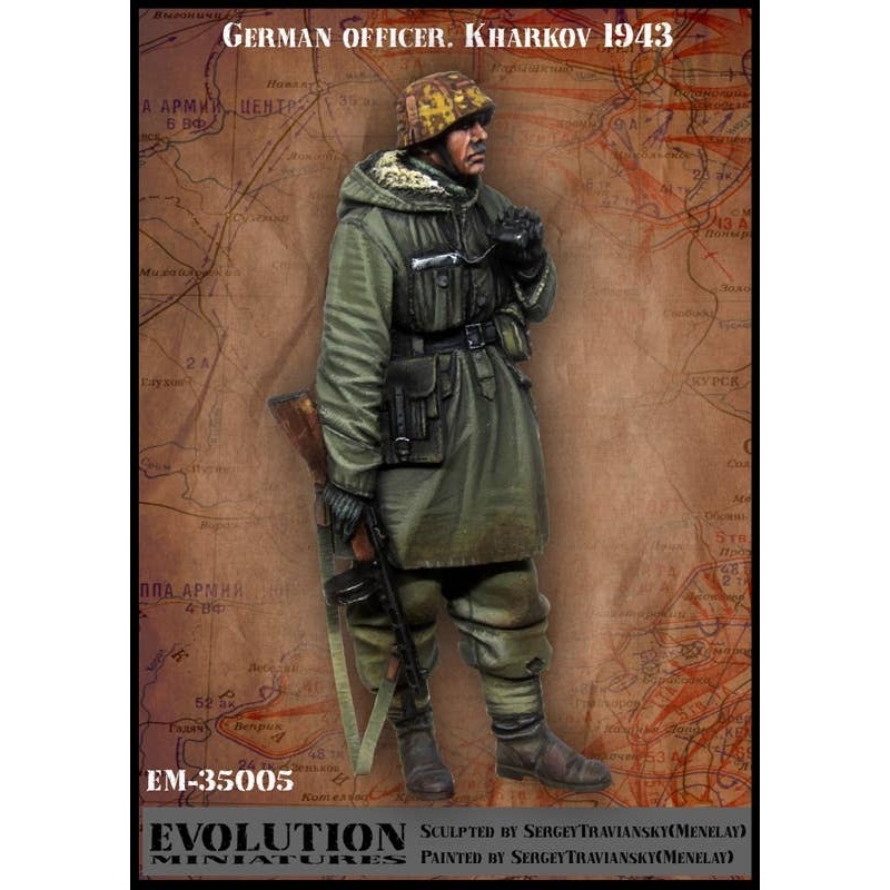 1/35 WWII German Army Officer Kharkov Winter 1943, Commander of Winter Equipment with PPSh-41