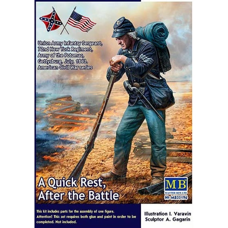1/35 A Quick Rest, After the Battle. Union Army Infantry Sergeant, 72nd New York Regiment, Army of the Potomac, Gettysburg, July, 1863. American Civil War Series