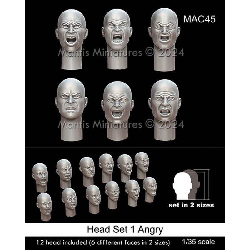 1/35 General Purpose Headset 1 Angry Expression (6 Types, 2 Sizes, 12 Pieces)
