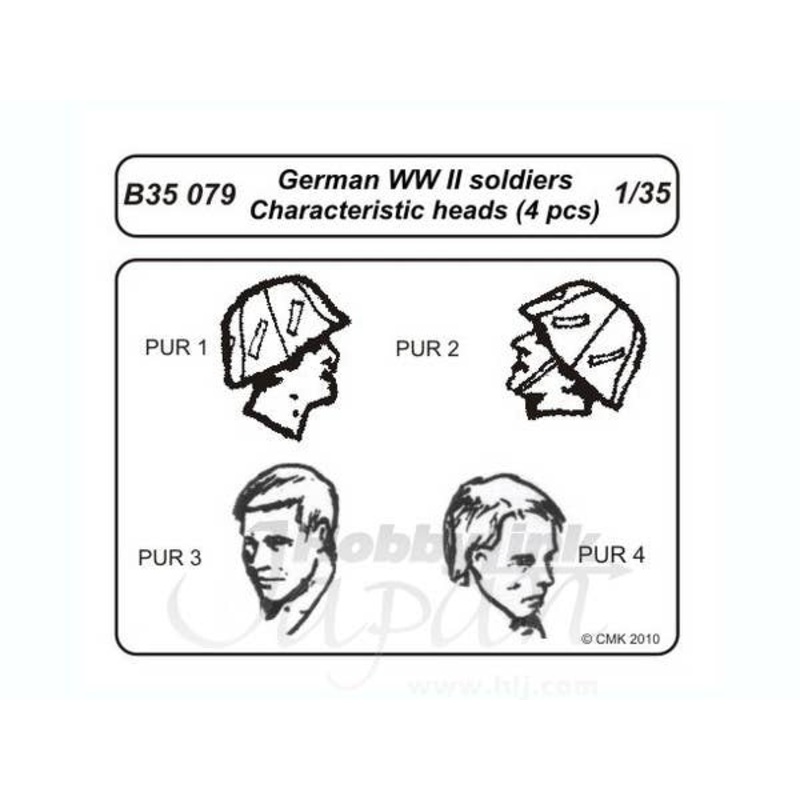 1/35 WWII German Soldier Characteristic Head (4 pcs)