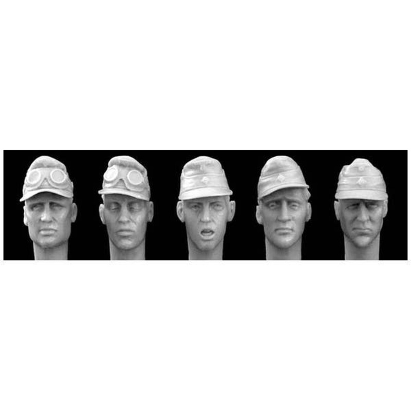 1/35 5 Different Heads with Afrikakorps Peaked Caps or 2nd Pattern SS Camo