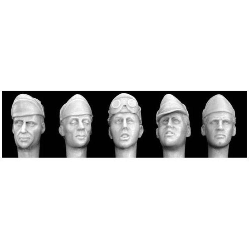 1/35 5 Heads Wearing WWII Italian Bustina Caps