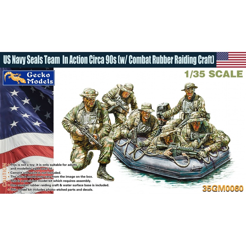 1/35 US Navy Seals Team In Action Circa 90s [w/Combat Rubber Raiding Craft]